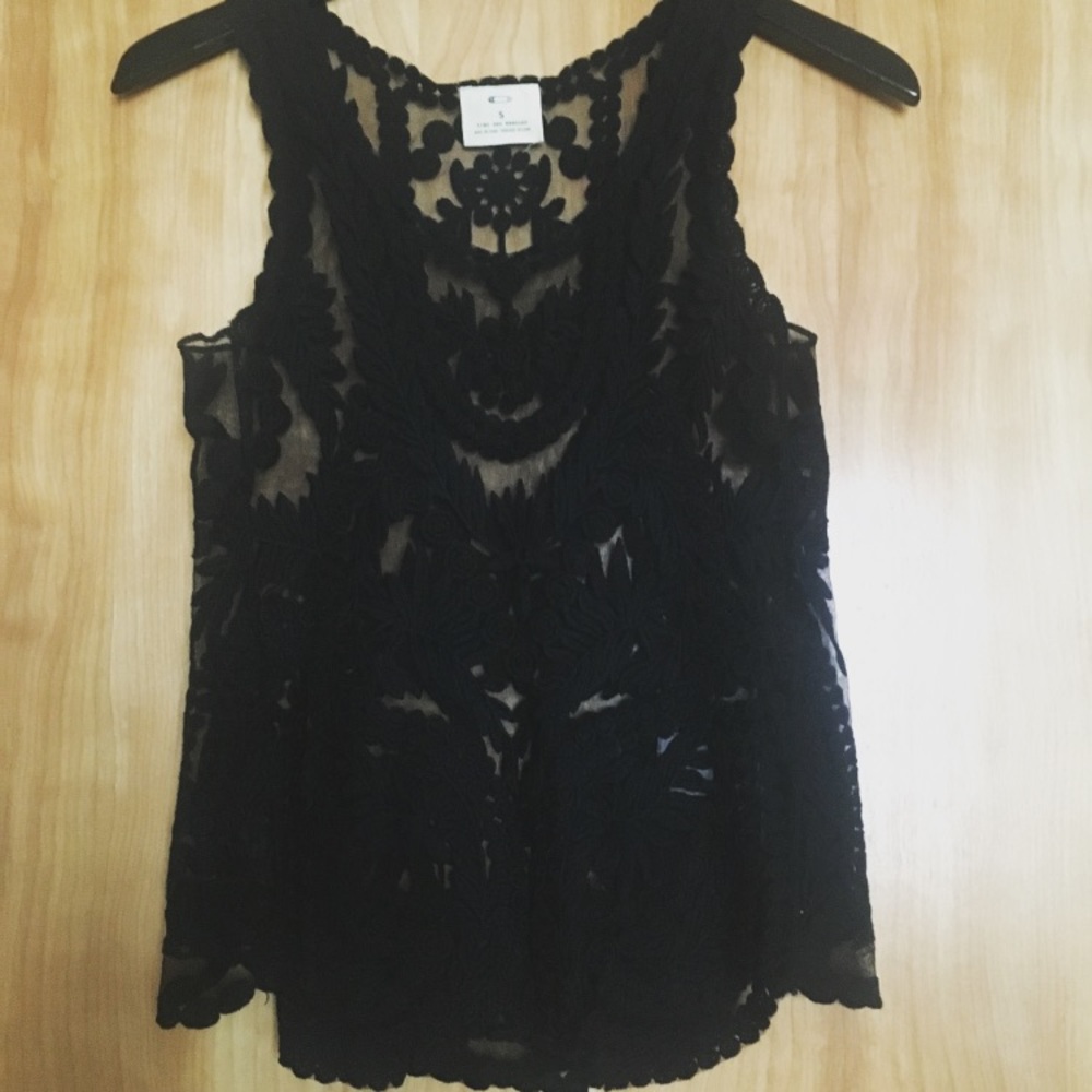Like New Urban Outfitters Black Lace Sheer Tank